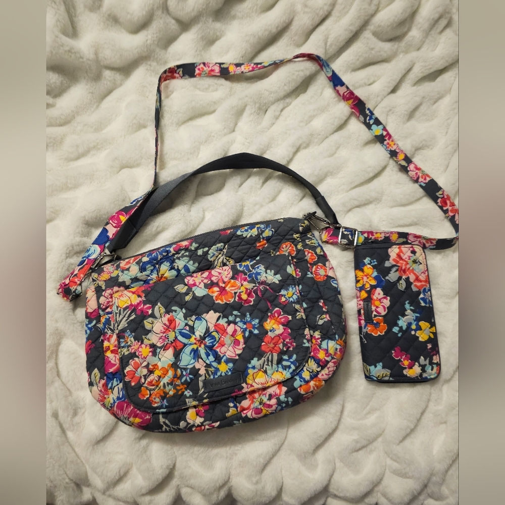 EUC Vera Bradley Carson Shoulder Crossbody Bag And RFID Georgia Wallet